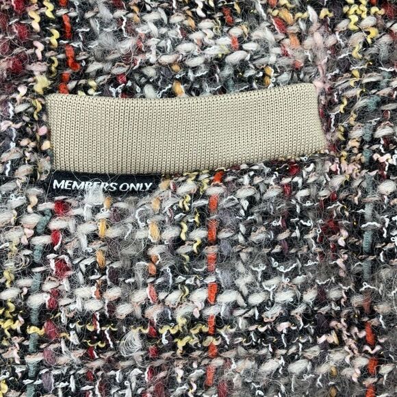 Members Only Green Brown Wool Blend Bomber Tweed Puffer Jacket Medium - Picture 9 of 9